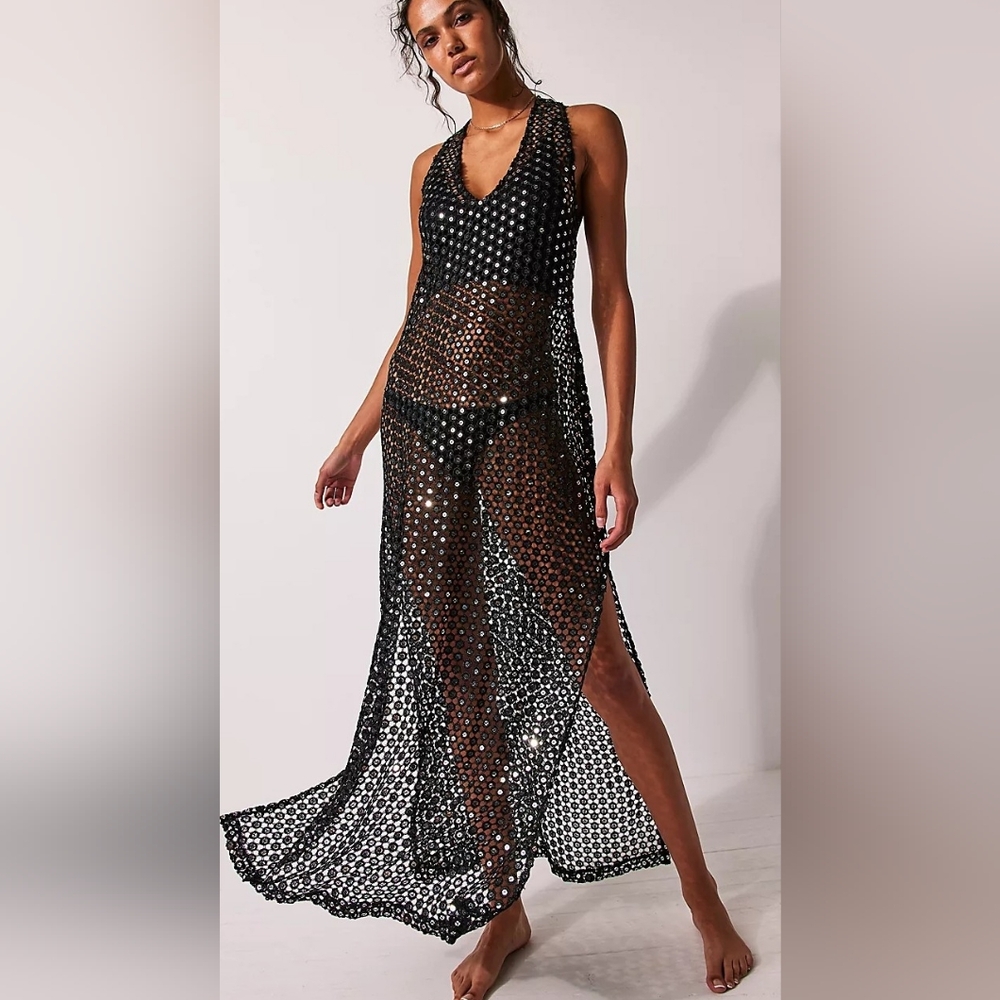 FREE PEOPLE EASTNWEST LABEL MIRRORED MAXI SLIP NWT